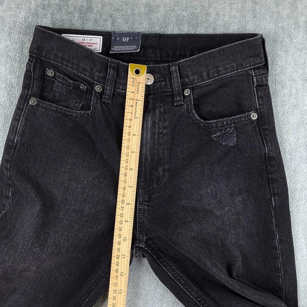 GAP Jeans Women 2/26 (ACTUAL 26x26.5) Black Cheeky Straight High Rise NWT - Picture 14 of 16